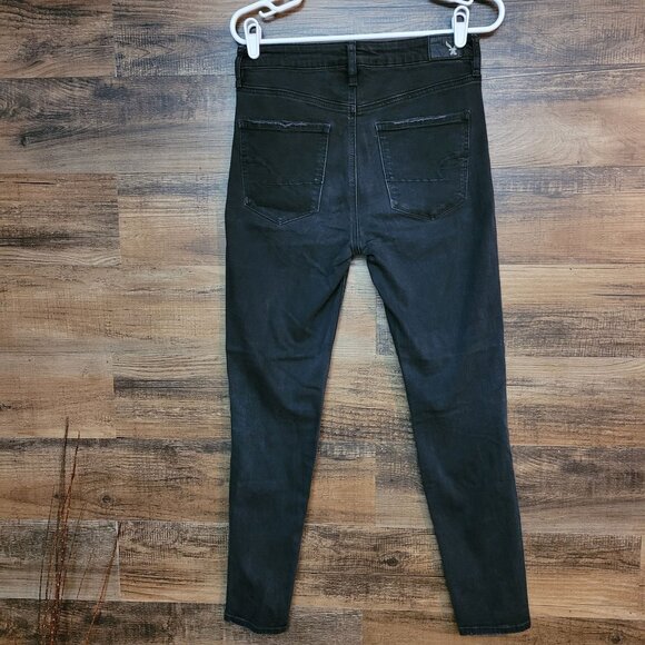 American Eagle Jeans 6 R Jegging Super Stretch Super Hi Rise Black Wash Denim - Picture 2 of 12